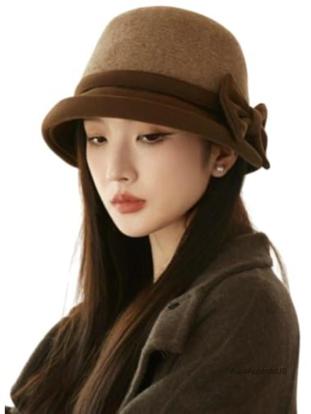 Wool Felt Fedora Hat Soft Elegant Bow Bucket Hat Cozy Short Brim